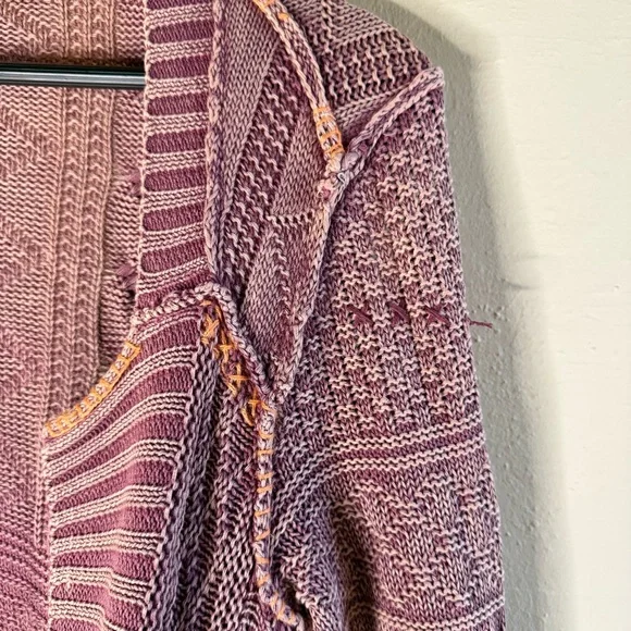 Free People All Washed Out Knit Cardigan Asymmetrical Hem Open Front Size Small - Picture 5 of 11